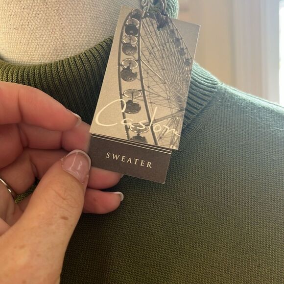 NWT Caslon Olive Green Sleeveless Turtleneck Top - Picture 2 of 9